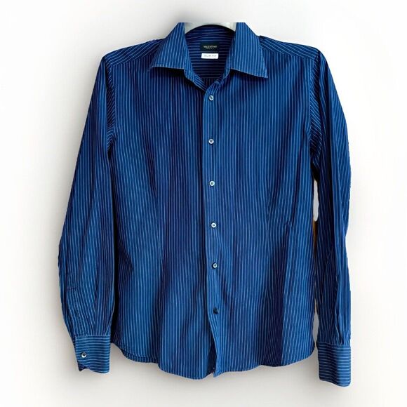 Valentino Other - Valentino Roma Slim Fit Blue Pinstripe Cotton Shirt Men's Size 15 1/4- 40